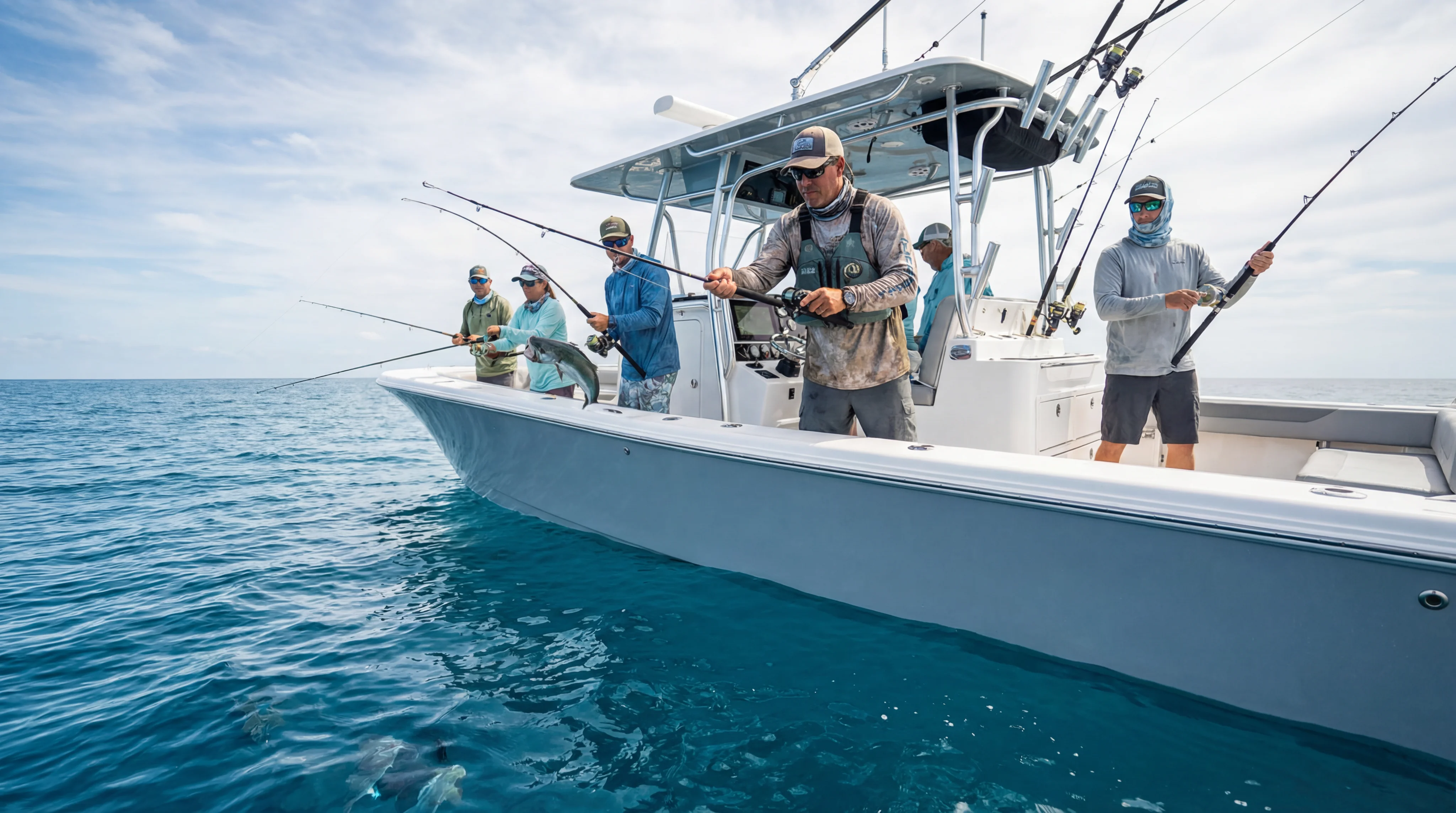 Fishing boat with people